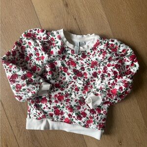 Janie and Jack White Sweatshirt with Red Rose Print